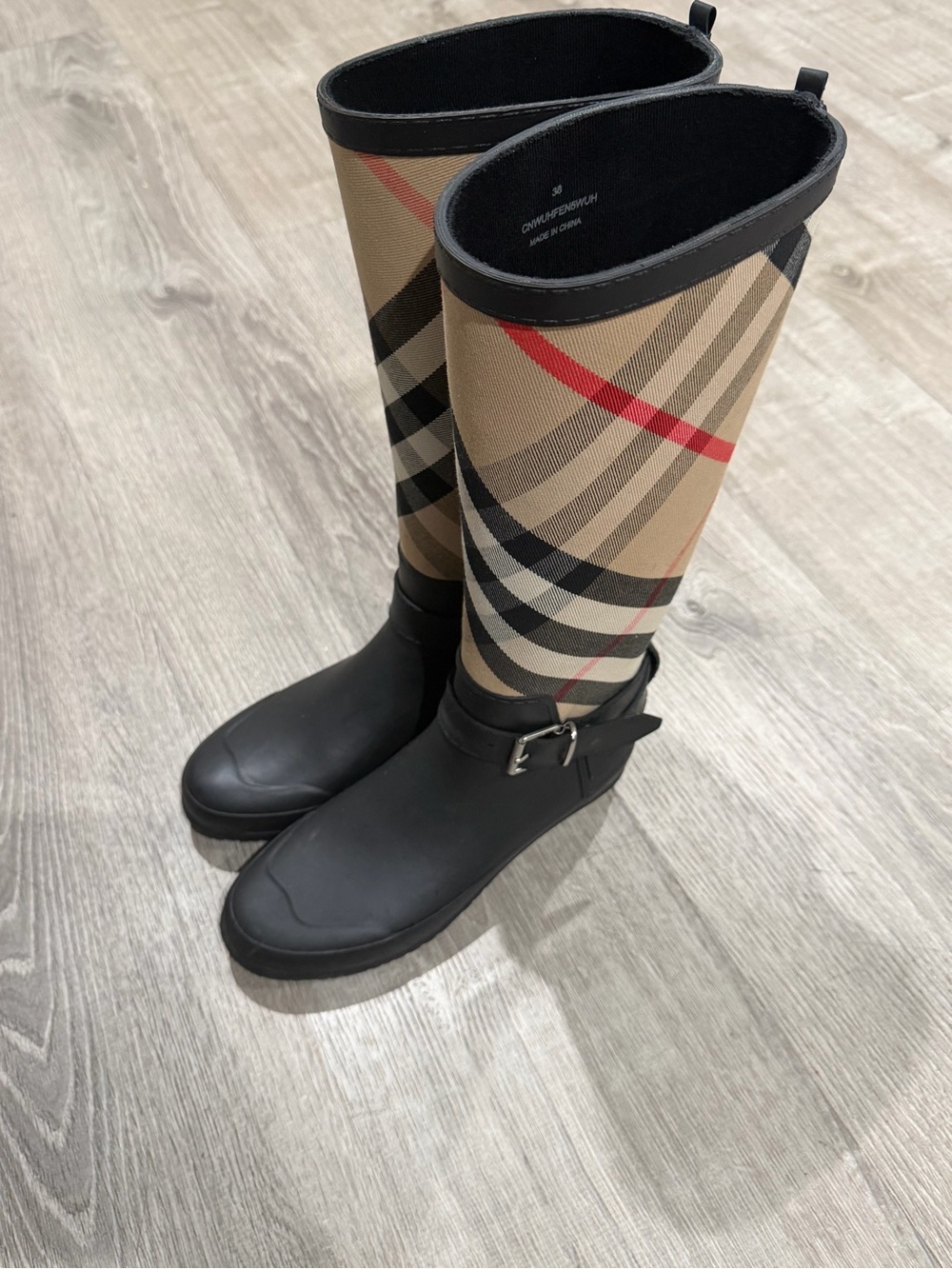 Authentic Burberry Knee-High Rain Boots size 8